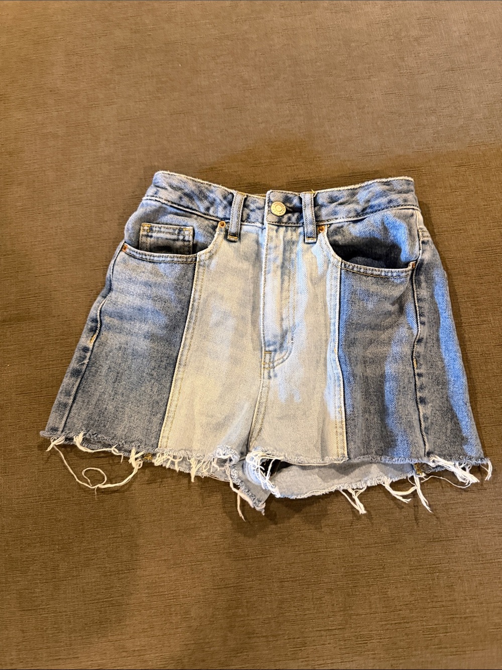 PacSun Two-Tone Light and Medium Blue Denim Shorts